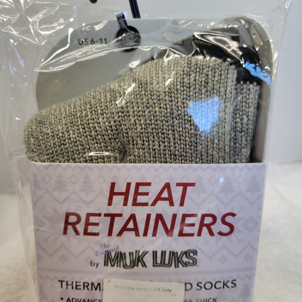 MUK LUKS HEAT RETAINERS Thermal Insulated 2.3 TOG Socks Gray US 6-11 Women NEW